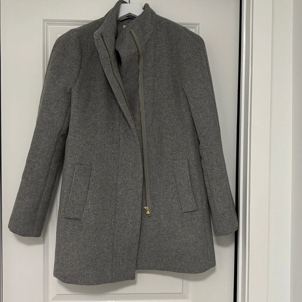 J. Crew Gray Wool Blend Stand-Collar Pea Coat - Picture 3 of 4